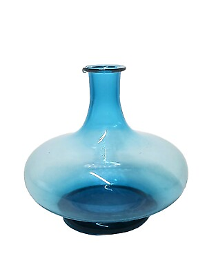 #ad Cobalt Blue Glass Decanter Wide Base Could be used as Cute Blue Vase