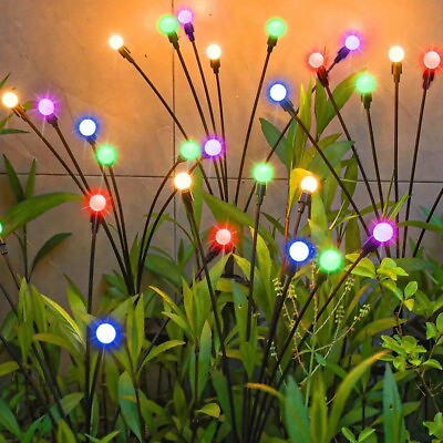 #ad 8 LED Solar Firefly Light Garden Waterproof Swaying Lamp Outdoor Landscape Decor