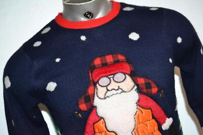 #ad 26786 Ugly Christmas Sweater Santa Claus Hunter Christmas Tree Size Small Mens