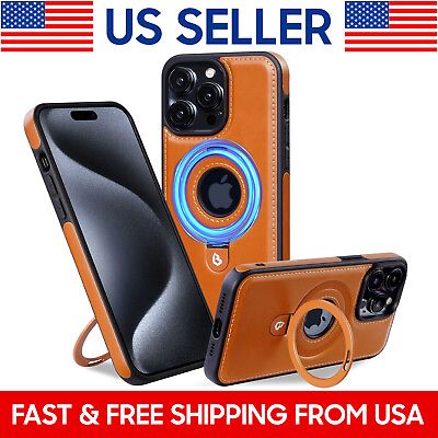 #ad For iPhone 15 14 Plus 13 12 11 Pro Max Leather Case Mag Safe Shockproof Cover