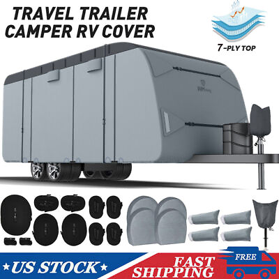 #ad 7 Layers Waterproof RV Cover 18FT 26FT For Motorhome Travel Trailer Cover Camper