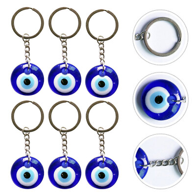 #ad 6 Pcs Glass Devil Eye Miss Backpack Lucky Car Hanging Ornament