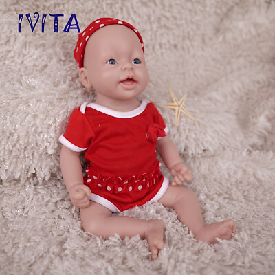 #ad IVITA 15#x27;#x27; Adorable Silicone Baby Girl Lifelike Baby Accompany Silicone Dolls