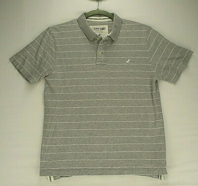 #ad Urban Pipeline Polo Shirt Men#x27;s Large Gray with White Stripe Pattern