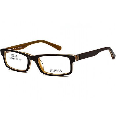 #ad Guess Women#x27;s Eyeglasses Clear Lens Brown Rectangular Plastic Frame GU 9059 D96