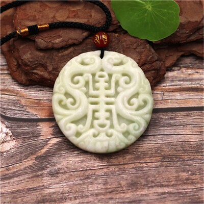 #ad Jade Phoenix Pendant Necklace Natural Carved White Jewelry Gifts Charm Amulet