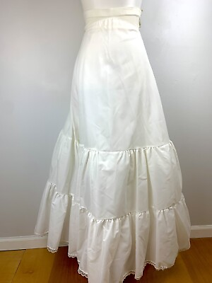 #ad Crinoline Slip Petticoat Full Ruffle White Tulle Bridal Prom Formal 22 in Waist