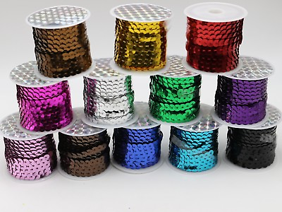 #ad 10 Yards Roll 6mm Flat Sequin Sew On Trim Strip Trim Lace Craft Costume Sewing