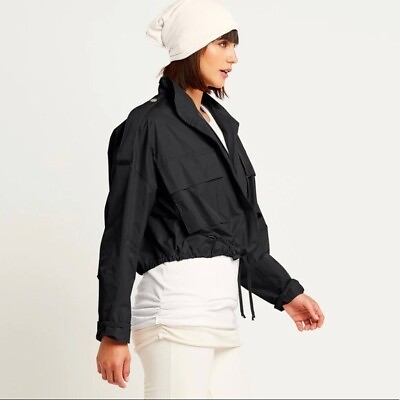 #ad Planet by Lauren G Nylon Nu drawstring jacket black Size 2 fits size 10 14