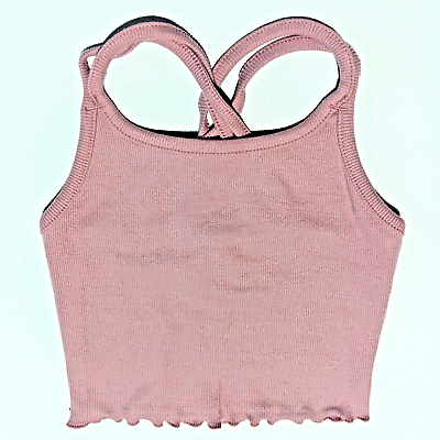 #ad Art Class Girls Size S 6 6X Rose Pink Lettuce Edge Camisole Bralette Tank Top