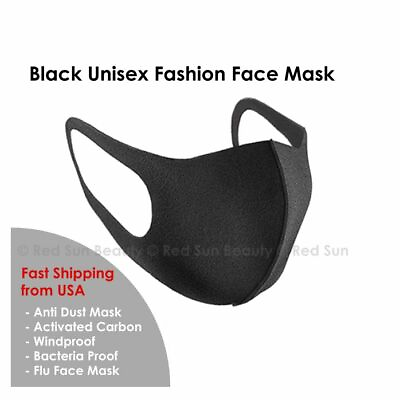 #ad Fashion Face Black Mask 3D Black Mask Washable amp; Reusable Mouth Cover 1ea