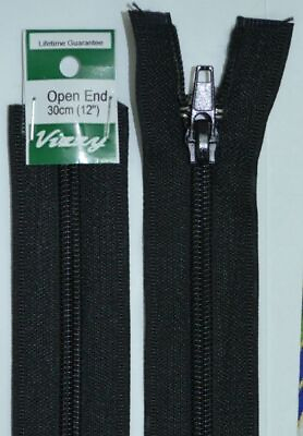 #ad Vizzy Open End Zip 30cm 02 BLACK A Quality Brand Name Zipper