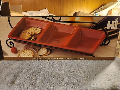 #ad Housewares Caliente 3 Section Server w Stand Red Server $35.00