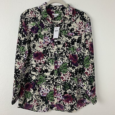 #ad J Jill Floral Buttoned Blouse