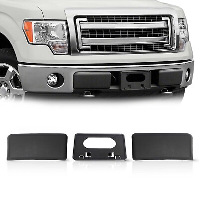 #ad Front Bumper License Plate Bracket amp; Guards Pads Cap For 2009 2014 Ford F150