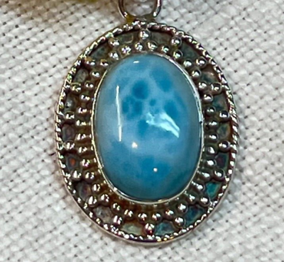 #ad Larimar Sterling Silver Pendant 1.25quot; Tall Tags Still Attached
