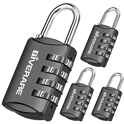 #ad 4 Pack Combination Lock 4 Digit Padlock Keyless Resettable Luggage Locks For
