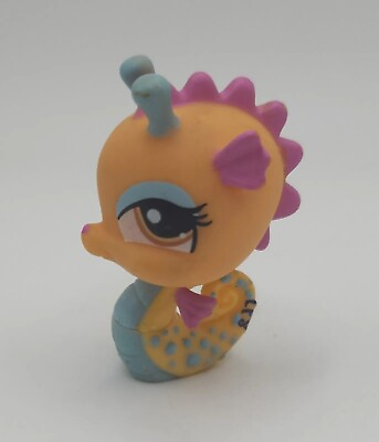 #ad LPS Littlest Pet Shop #1485 Seahorse Yellow Mint Pink Yellow Dot Eyes Authentic