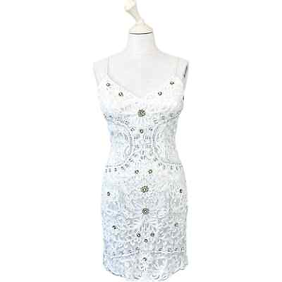 #ad Sue Wong Beaded Lace Mini Cocktail Bridal Dress US 6