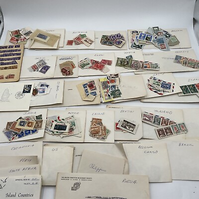 #ad Huge Lot of Vintage Stamps Used amp; Unused Brazil India Russia Japan Israel More