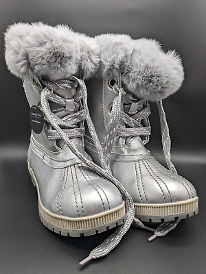 #ad London Fog Boots Womens Size 9 Faux Fur Milly Silver Metallic Winter Snow