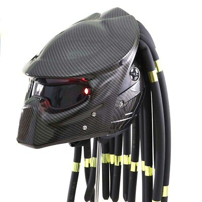 #ad For Motorcycle Custom Helmet Carbon DOTamp;ECE certified with LED Light Predator