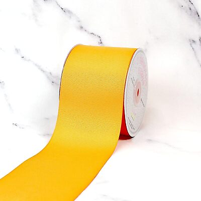 #ad 3quot; Solid Grosgrain 25 Yards White 3quot; Yellow Gold