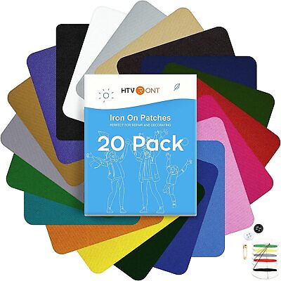 #ad 20PCS Iron on Patches Multi Colored Fabric Patches for Clothes Repair 9.5x12.5cm