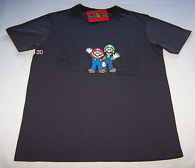 #ad Nintendo Mario Luigi Mens Grey Printed Short Sleeve T Shirt Size XS New