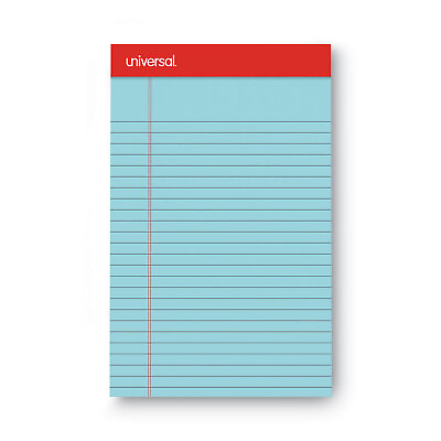 #ad UNIVERSAL Colored Perforated Note Pads Narrow Rule 5 x 8 Blue 50 Sheet Dozen
