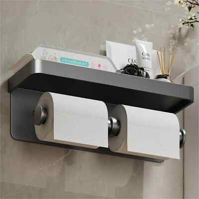 #ad Toilet Holder No Drill Aluminum Alloy Bathroom Wall Mount Holder Accessories