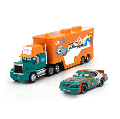 #ad 2 Pack Disney Pixar Cars NO.92 Sputter Stop amp; Hauler Truck Diecast Toys 1:55 Car