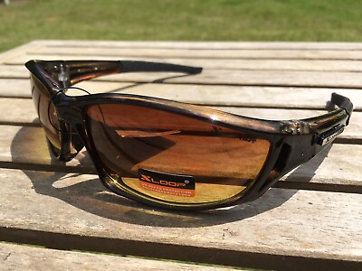 #ad X Loop HD Sunglasses XHD335703 Amber Brown Lens 3357 Gloss Black Clear $9.99