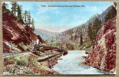 #ad Overland Limited and Dam near Floriston California. Vintage Postcard CA.