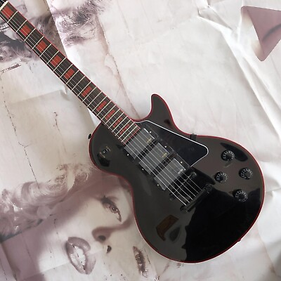 #ad Black LP electric guitar Red binding EMG pickup mahogany body 6 string 22 frets $275.00