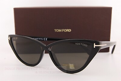 #ad Brand New Tom Ford Sunglasses CHARLIE 02 FT 0740 01A Black Solid Smoke For Women