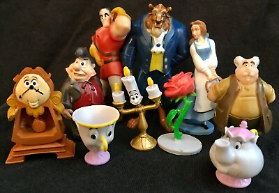 #ad BEAUTY AND THE BEAST Figure Play Set DISNEY PVC TOY Belle LUMIERE Maurice LEFOU