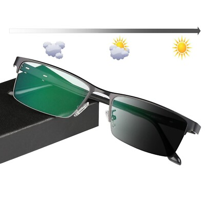 #ad Transition Photochromic Reading Glasses Sunglasses Half Rimless UV 0 6.0 K859