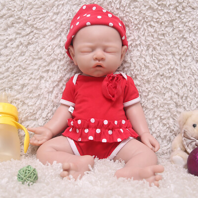 #ad 17quot; Sleeping Silicone Reborn Baby Girl Newborn Full Body Floppy Silicone Doll