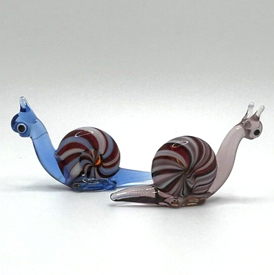 #ad New Colors Murano Glass Handcrafted Mini Lovely Snail Figurine Set Glass Art