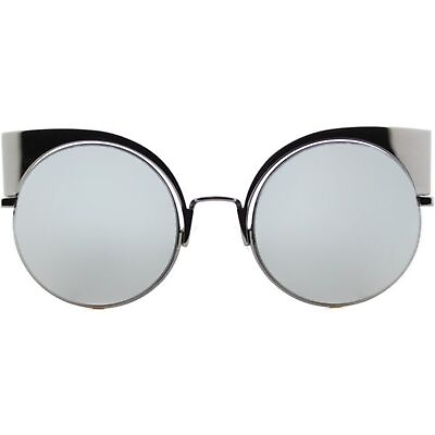 #ad Fendi 0177 S Womens Silver Reflected Mirror Cat Eye Edge Sunglasses