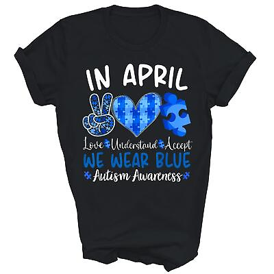 #ad In April We Wear Blue Autism Awareness Unisex Shirt Gift Women Men