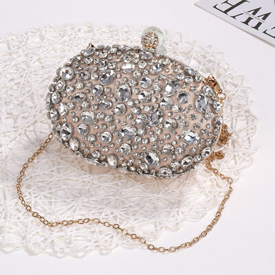 #ad Luxury Crystal Silver Diamond Evening Bags Women Party Purse Wedding Bridal