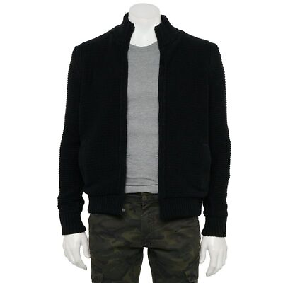 #ad X Ray Mens Full Zip High Neck Sweater Black XL