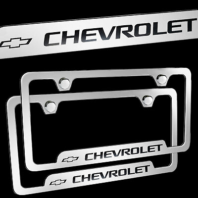 #ad 2PCS Chevrolet Chrome Stainless Steel License Plate Frame Officially Licensed