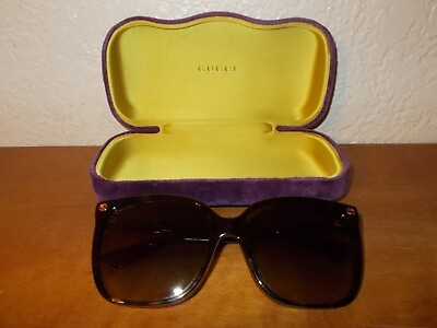 #ad GUCCI GG0022S 003 Havana Frame Brown Lenses Sunglasses w Case