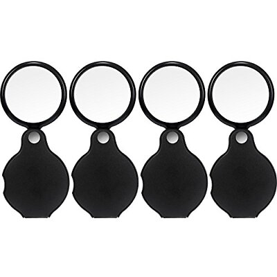 #ad 10X Mini Magnifying Glass Folding Pocket Magnifier for Reading Jewelry 4 Pack