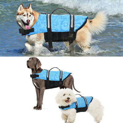 #ad Pet Life Jacket Vest Adjustable Floatation Preserver Dog Puppy w Handle Swimsuit