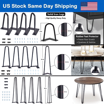 #ad Coffee Table Legs Hairpin Legs Metal Legs Furniture Legs 6 to 28 quot; Iron 4Pcs Set
