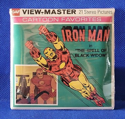 #ad Sealed H44 Iron Man Marvel Comics Cartoon view master 3 Reels Packet